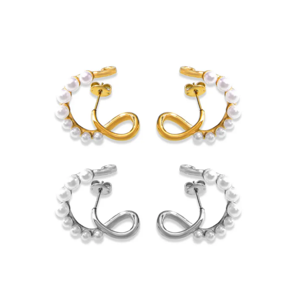 Infinity Pearl Curl Earrings