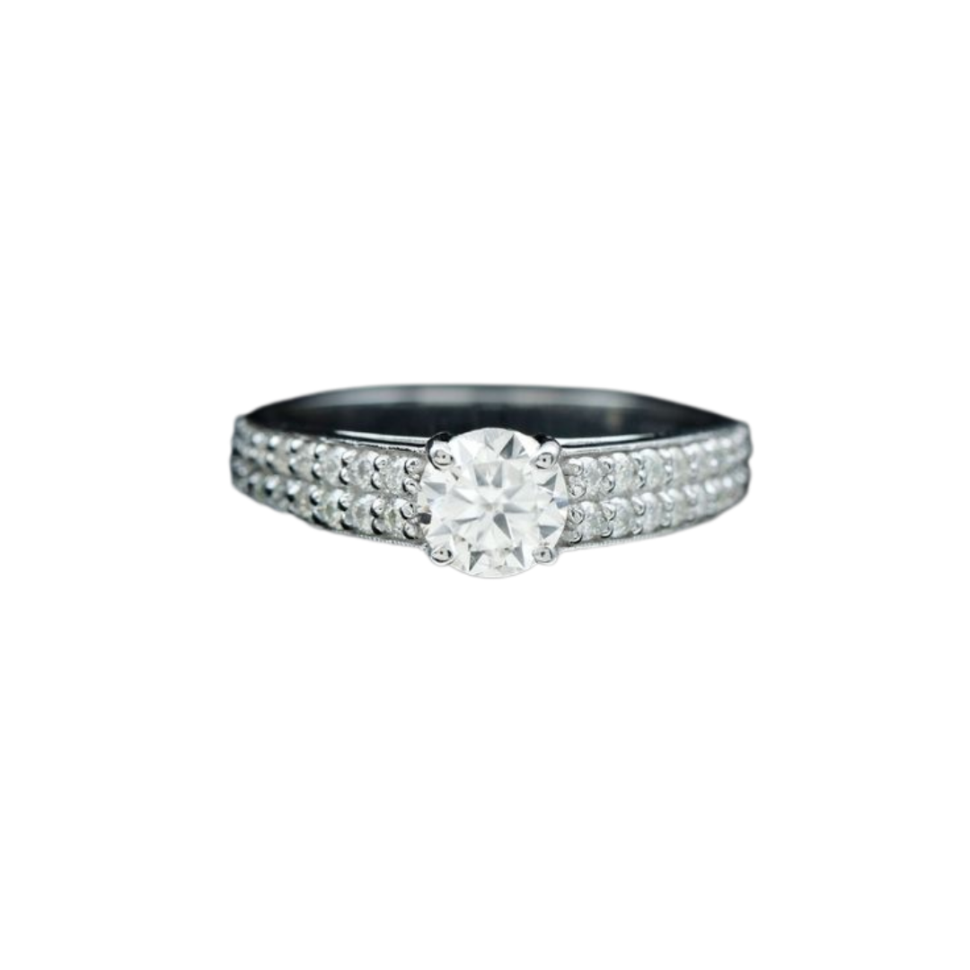 Solitaire Pavé Ring